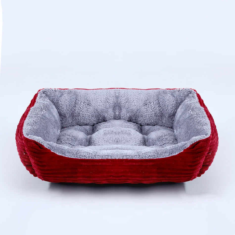 Plush Square Calming Pet Bed for Small and Medium Dogs