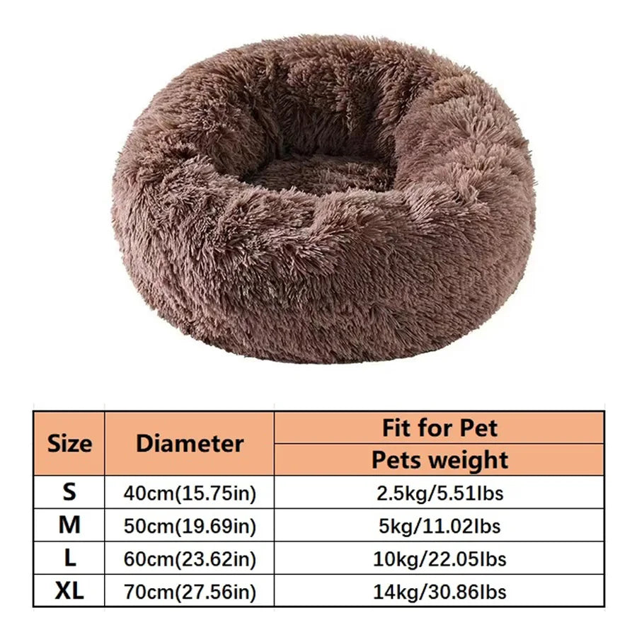 Plush Round Faux Fur Calming Pet Bed