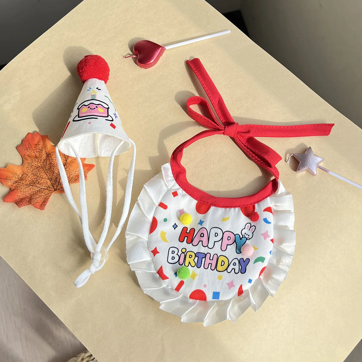 Pet Birthday Hat and Bib Party Costume Set