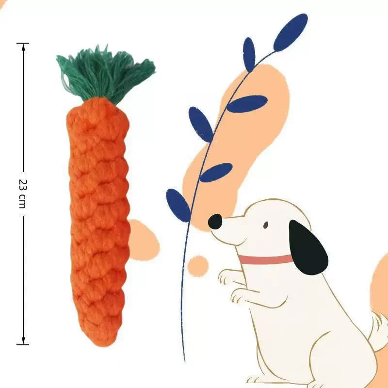 Carrot Cotton Rope Dog Chew Toy for Teeth Cleaning