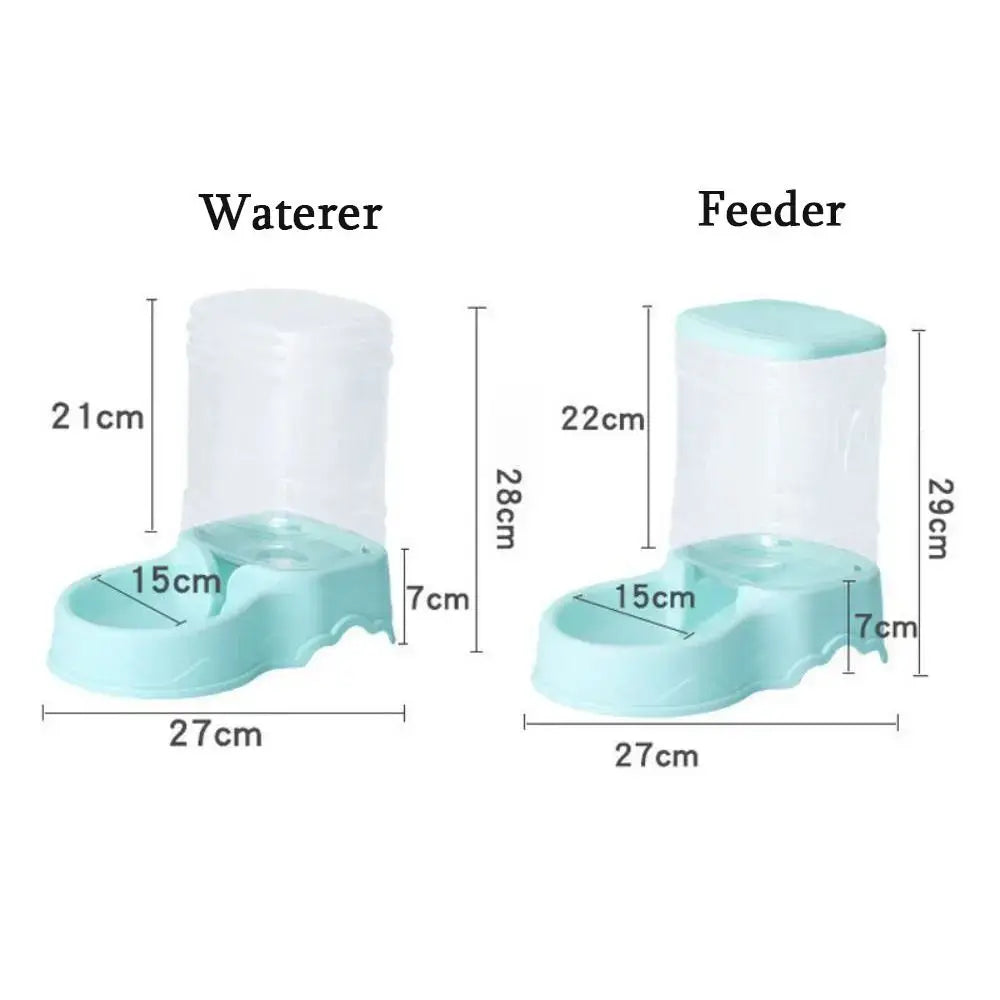 Light blue plastic 3.8L automatic cat and dog feeder water fountain with transparent reservoir and shallow bowl