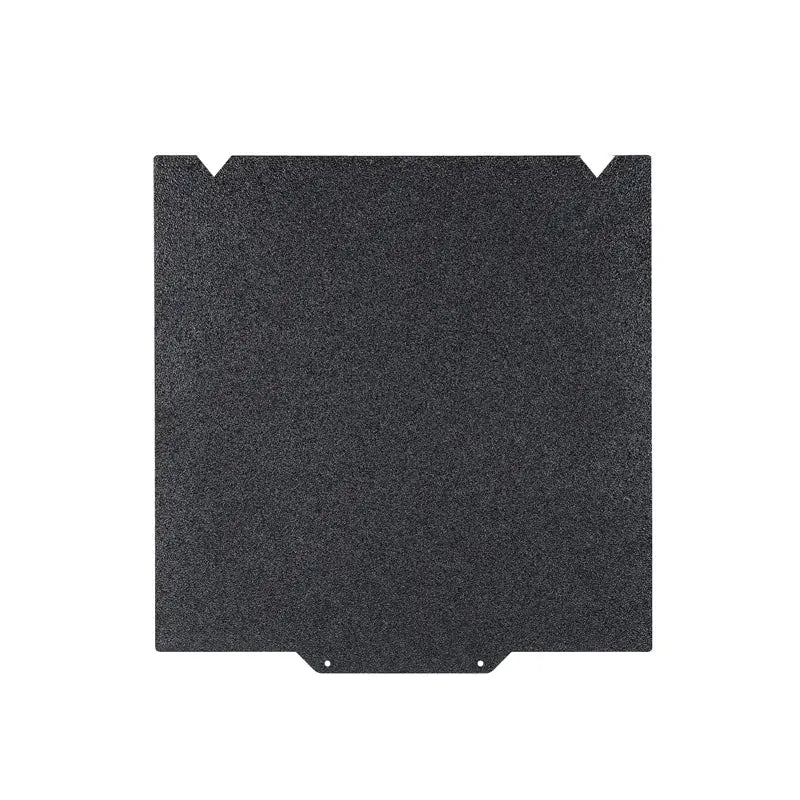 330x315mm black textured pet pei build plate with cutout corners and mounting holes for sidewinder x4 plus