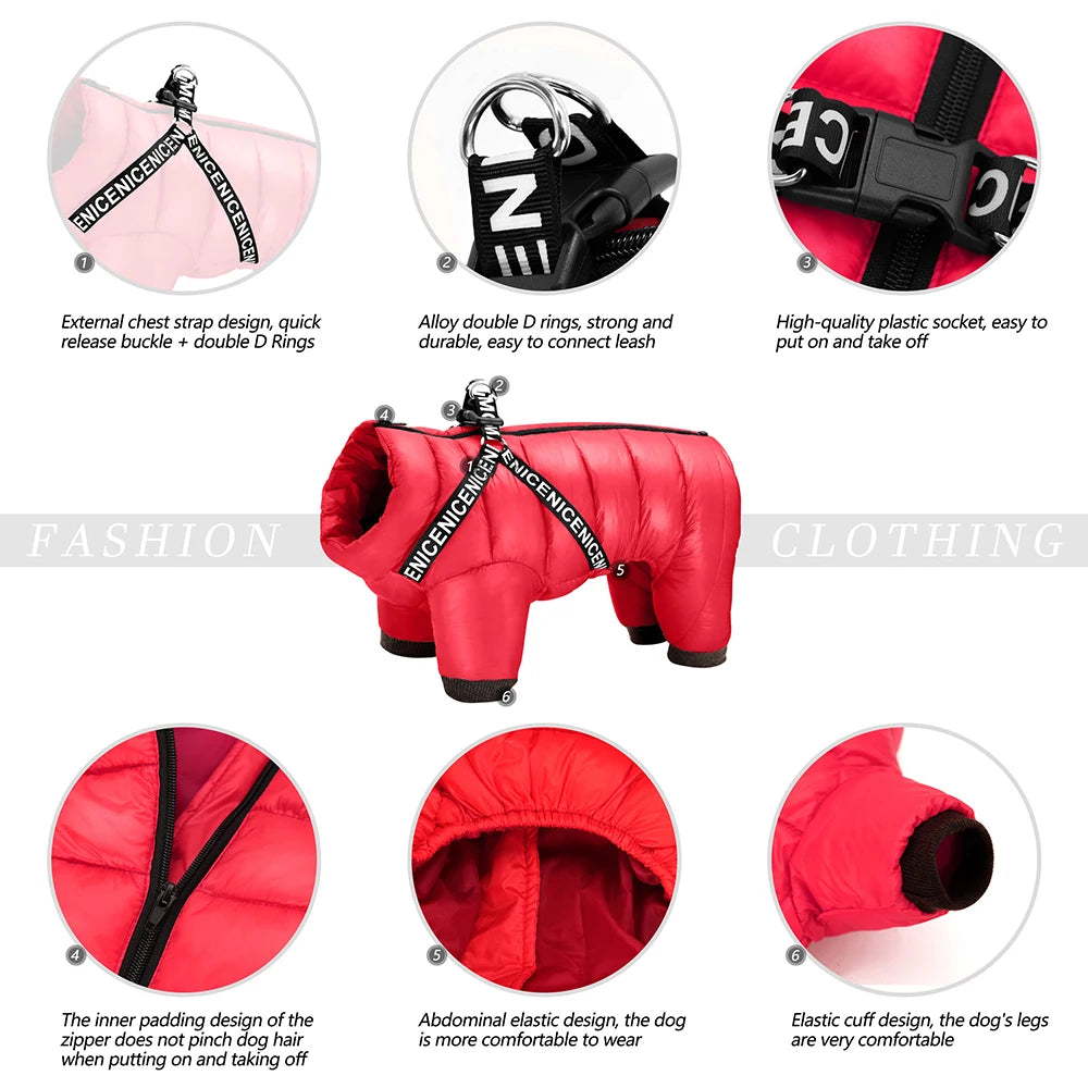Warm Waterproof Dog Jumpsuit and Jacket