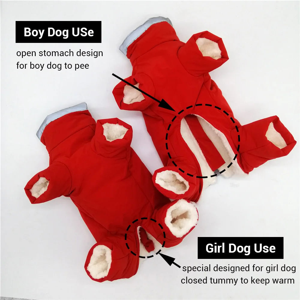 Reflective Waterproof Winter Dog Overalls Jumpsuit