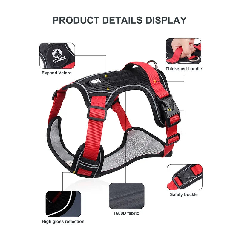 Reflective Tactical Dog Vest Harness Waterproof Oxford Cloth