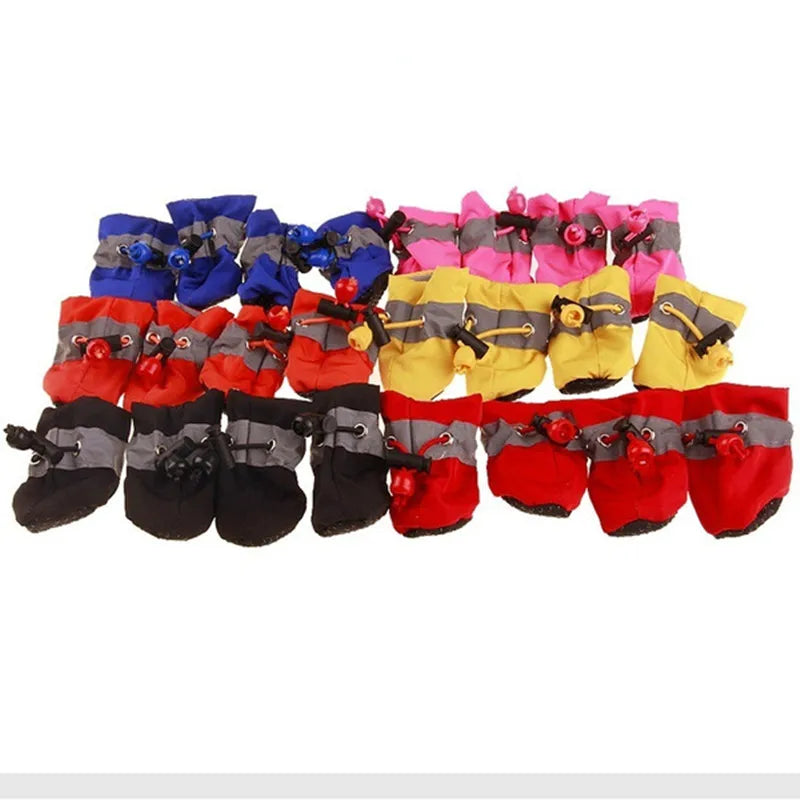 Waterproof Anti-Slip Pet Dog Shoes 4-Piece Set