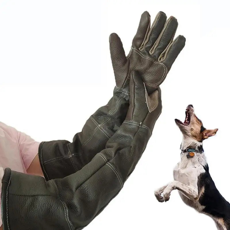 Leather Anti Bite Pet Training and Gardening Gloves
