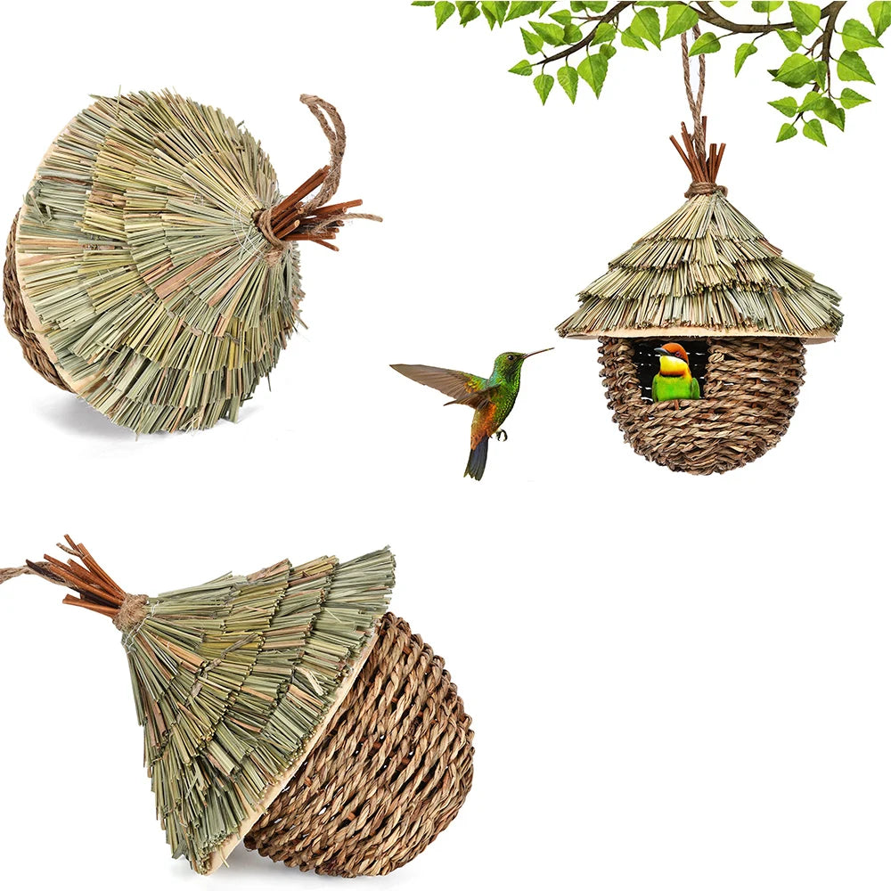 Woven Natural Grass Birdhouse Hideaway Decoration