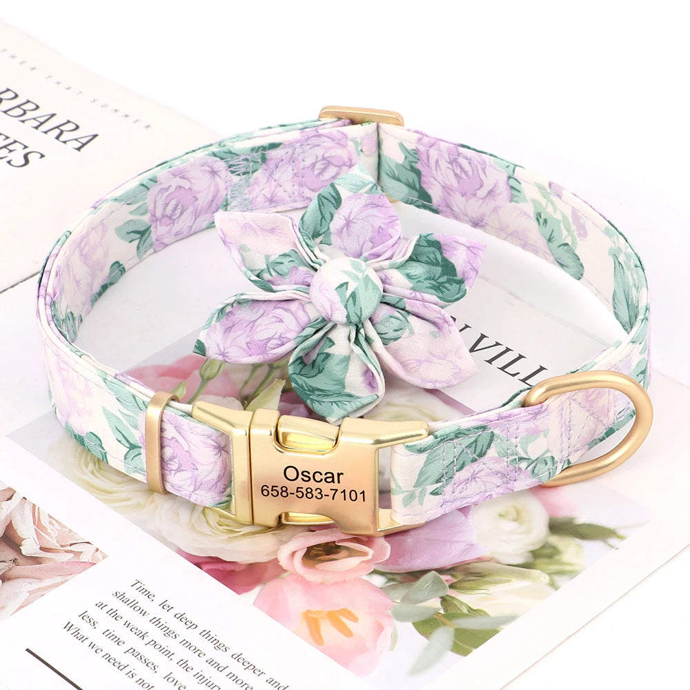 Custom Nylon Dog Collar Cute Print Dog Collars Free Engraved Pet ID Collars Necklace For Small Medium Large Dogs Pug Adjustable