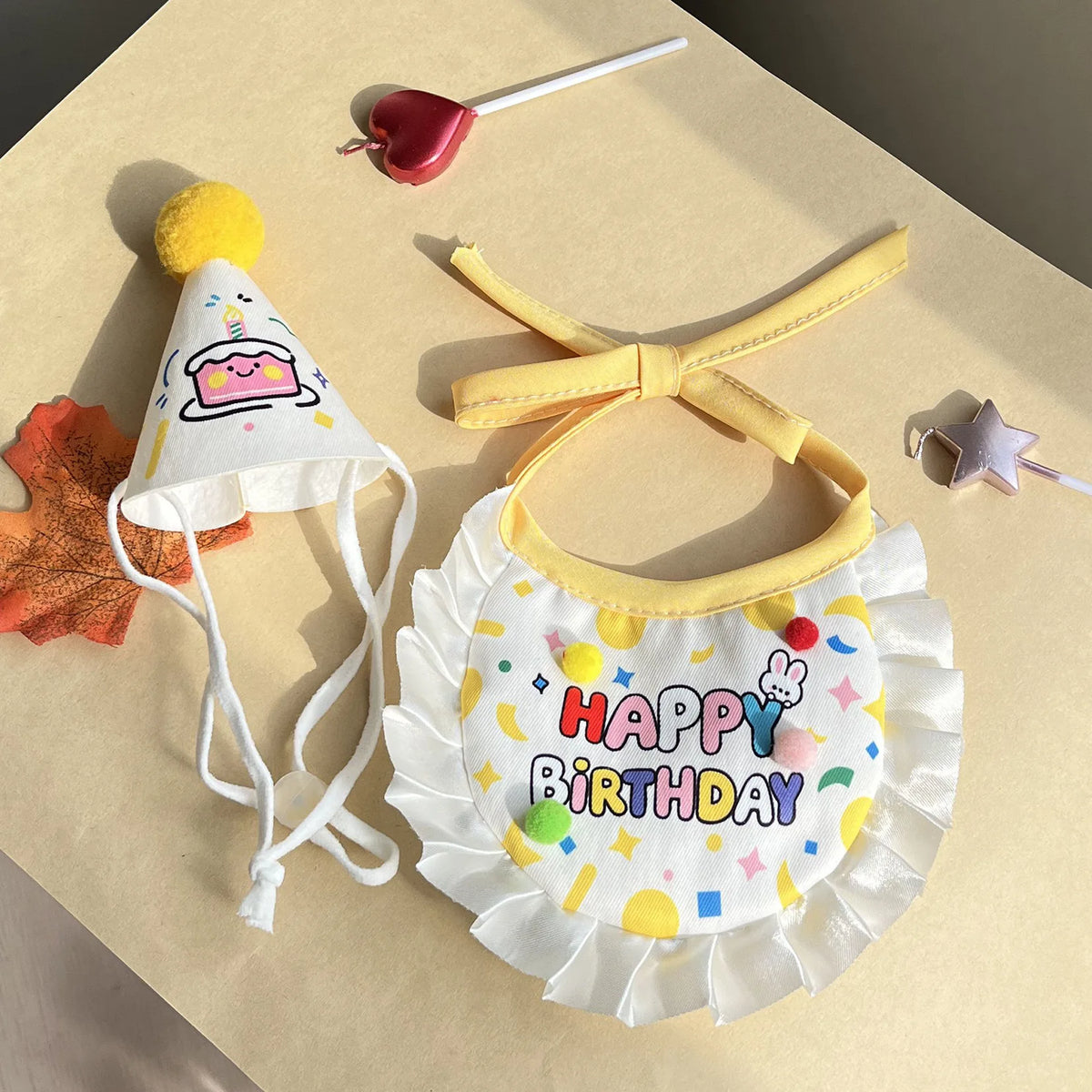 Pet Birthday Hat and Bib Party Costume Set