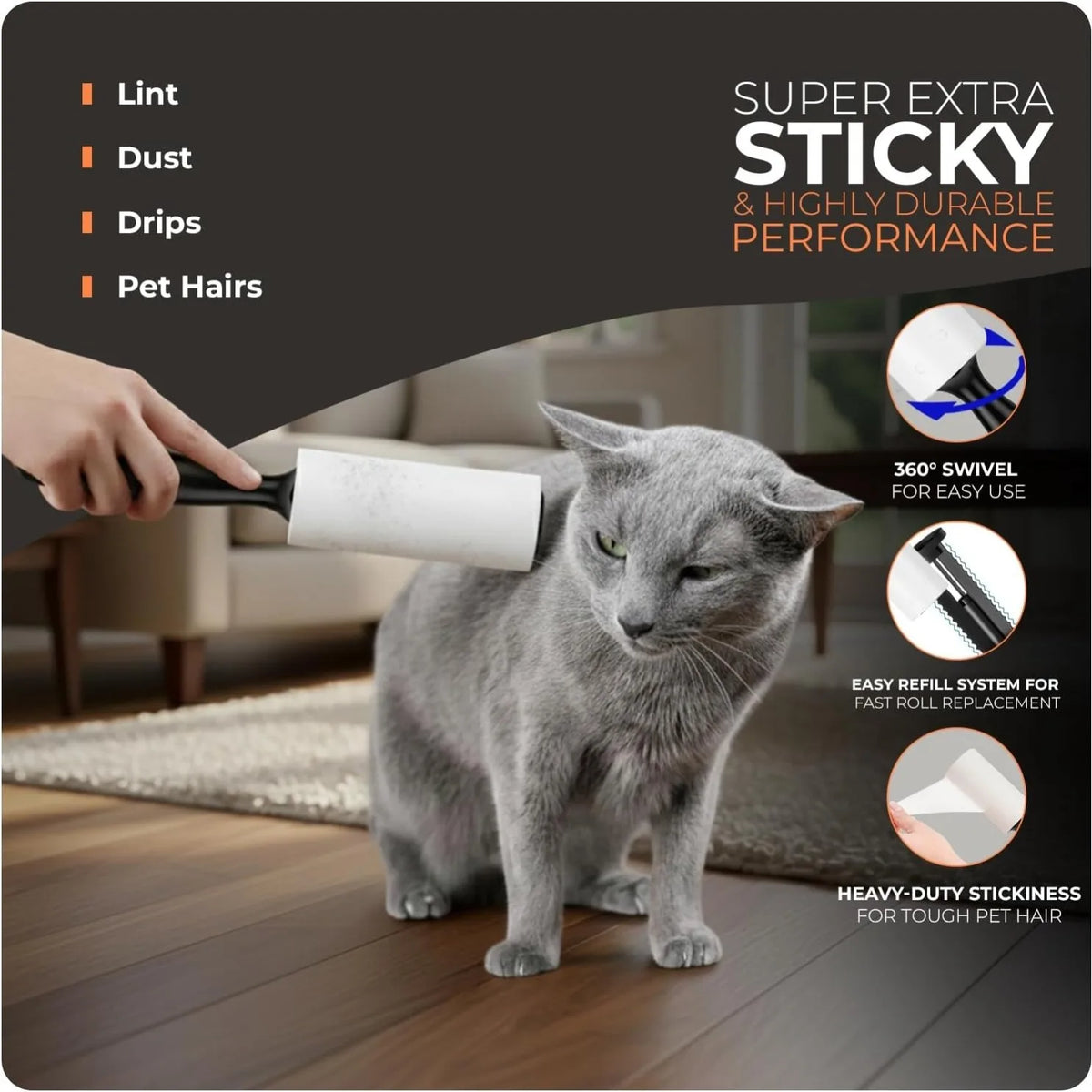 Pet Hair Remover Lint Roller and Refills