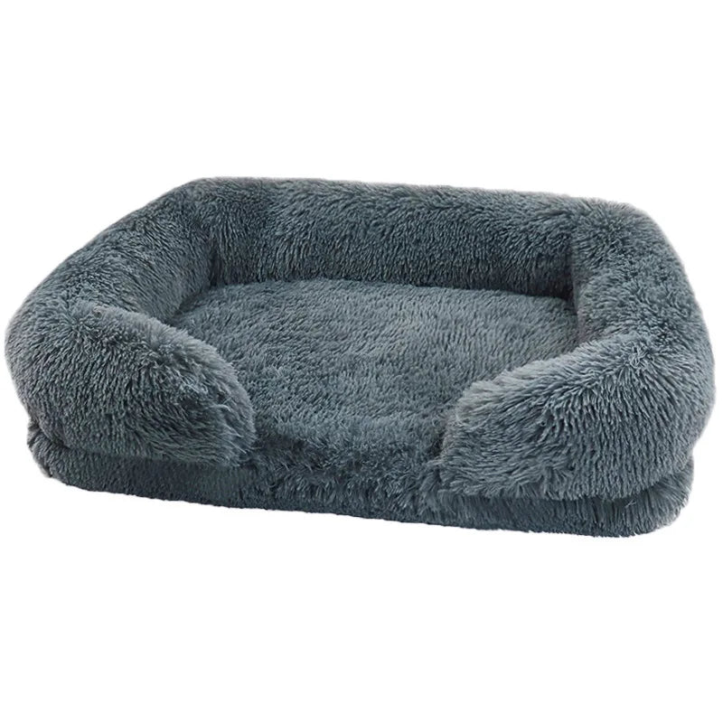 Plush Winter Thickened Square Dog Bed with Removable Pad