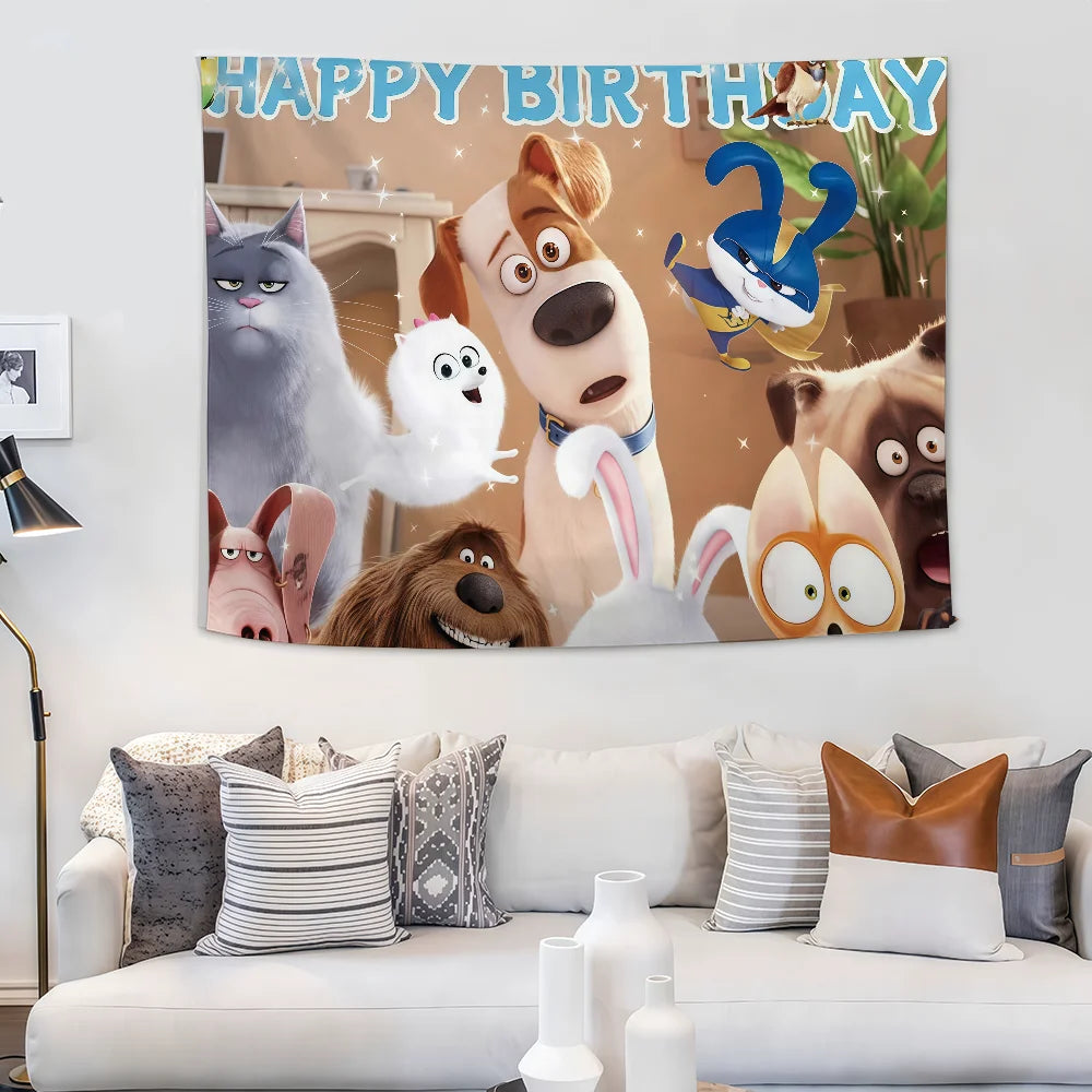 Cartoon T-THE S-SECRET L-LIFE OF P-PETS flag Suitable For Dormitory Room Outdoor Gift Party Decoration Picnic Camping