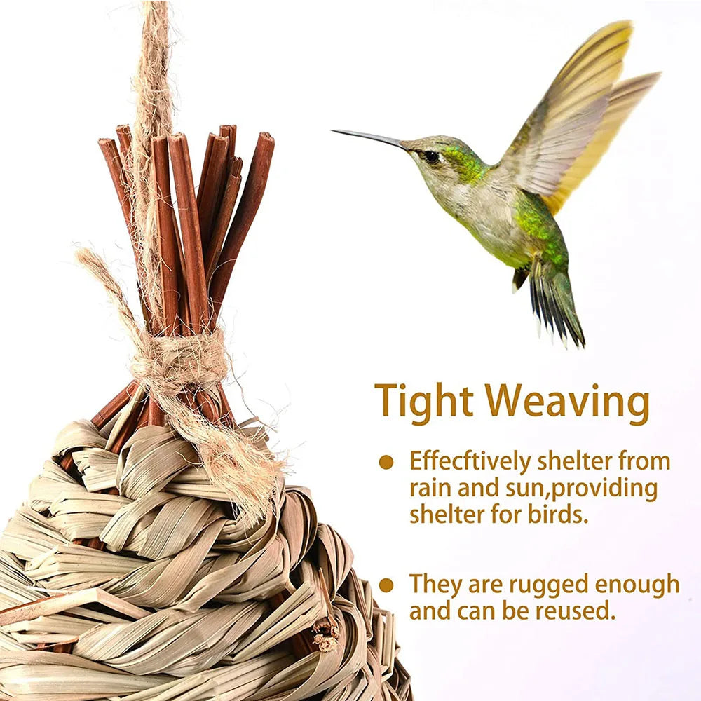 Woven Natural Grass Birdhouse Hideaway Decoration