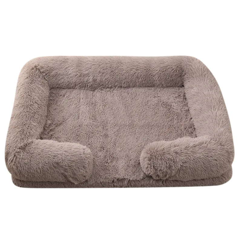 Plush Winter Thickened Square Dog Bed with Removable Pad