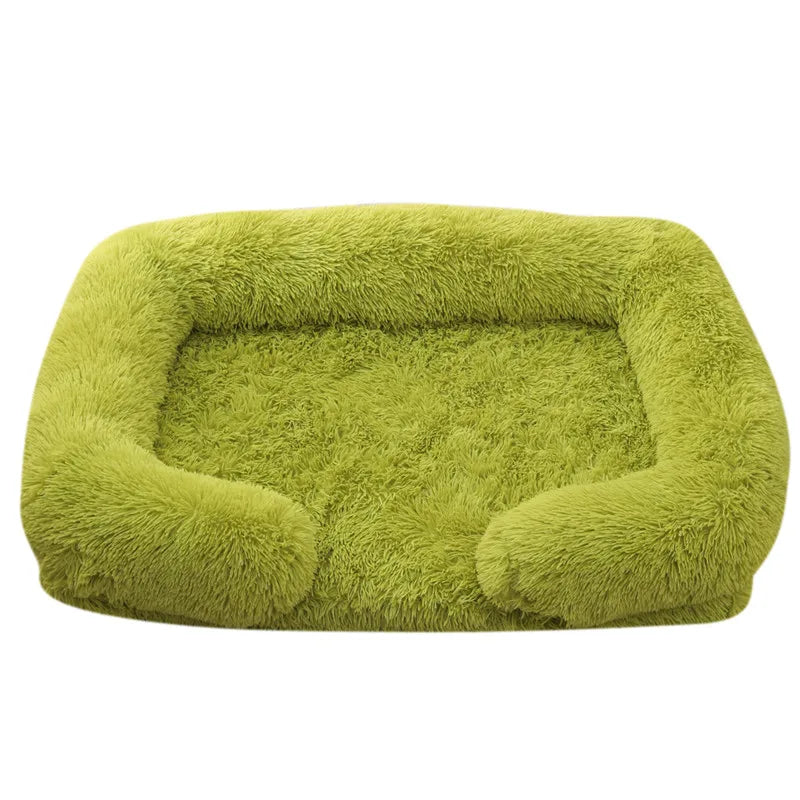 Plush Winter Thickened Square Dog Bed with Removable Pad