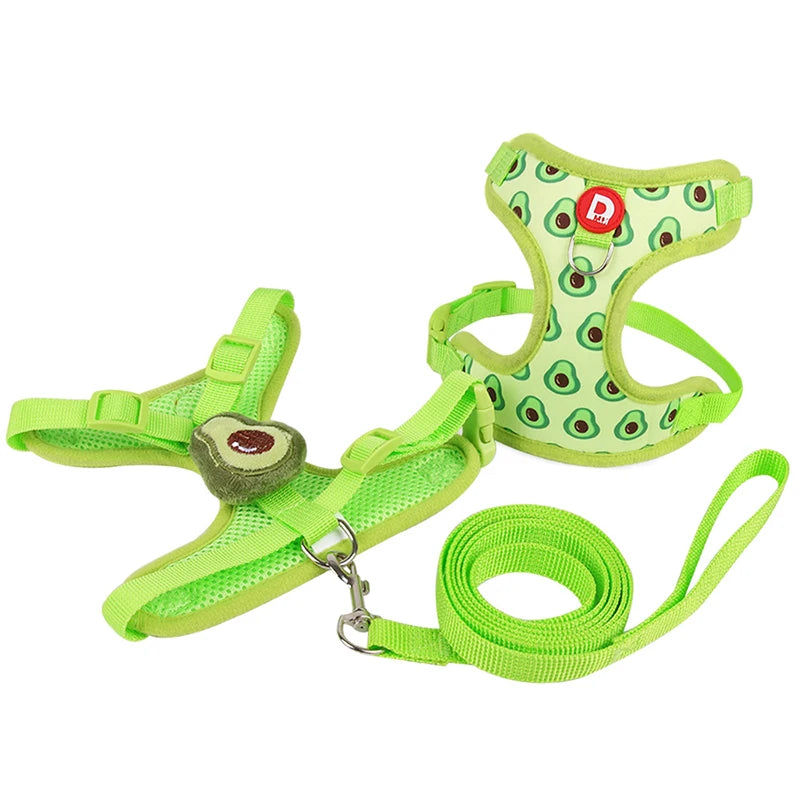 Cute Strawberry Dog Harness and Leash Set