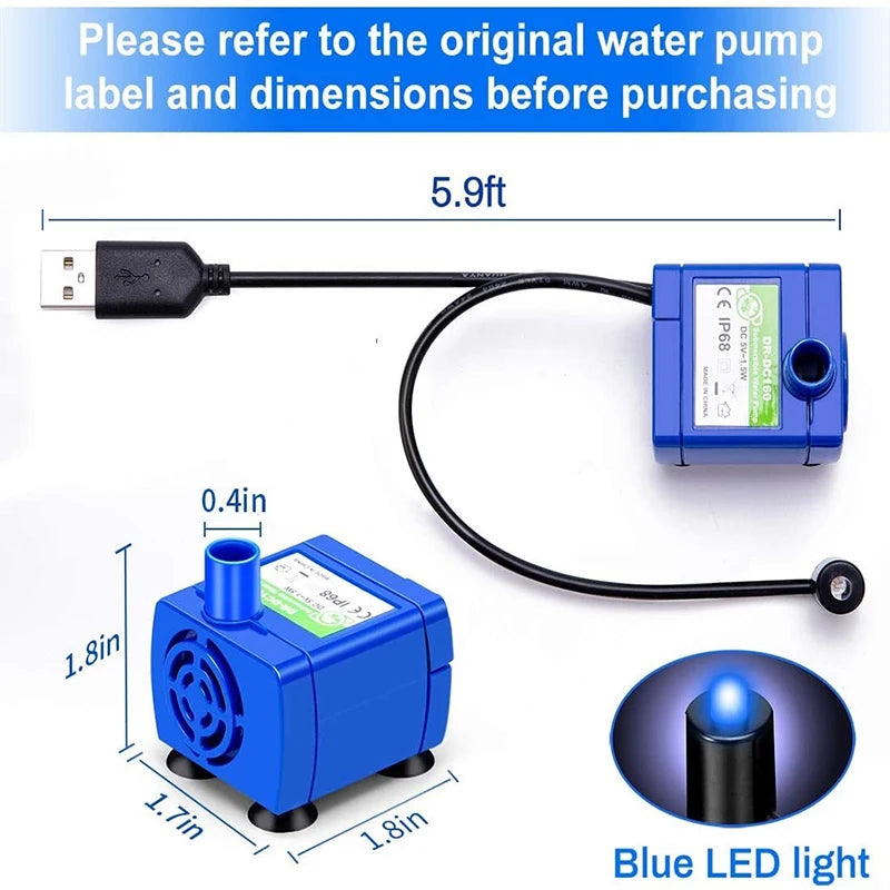 LED Replacement Pet Water Fountain Pump
