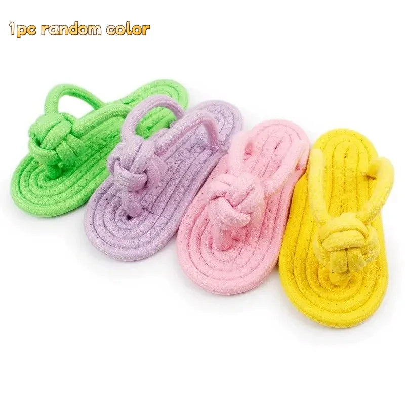Interactive Cotton Slipper Rope Dog Toy for Teeth Training