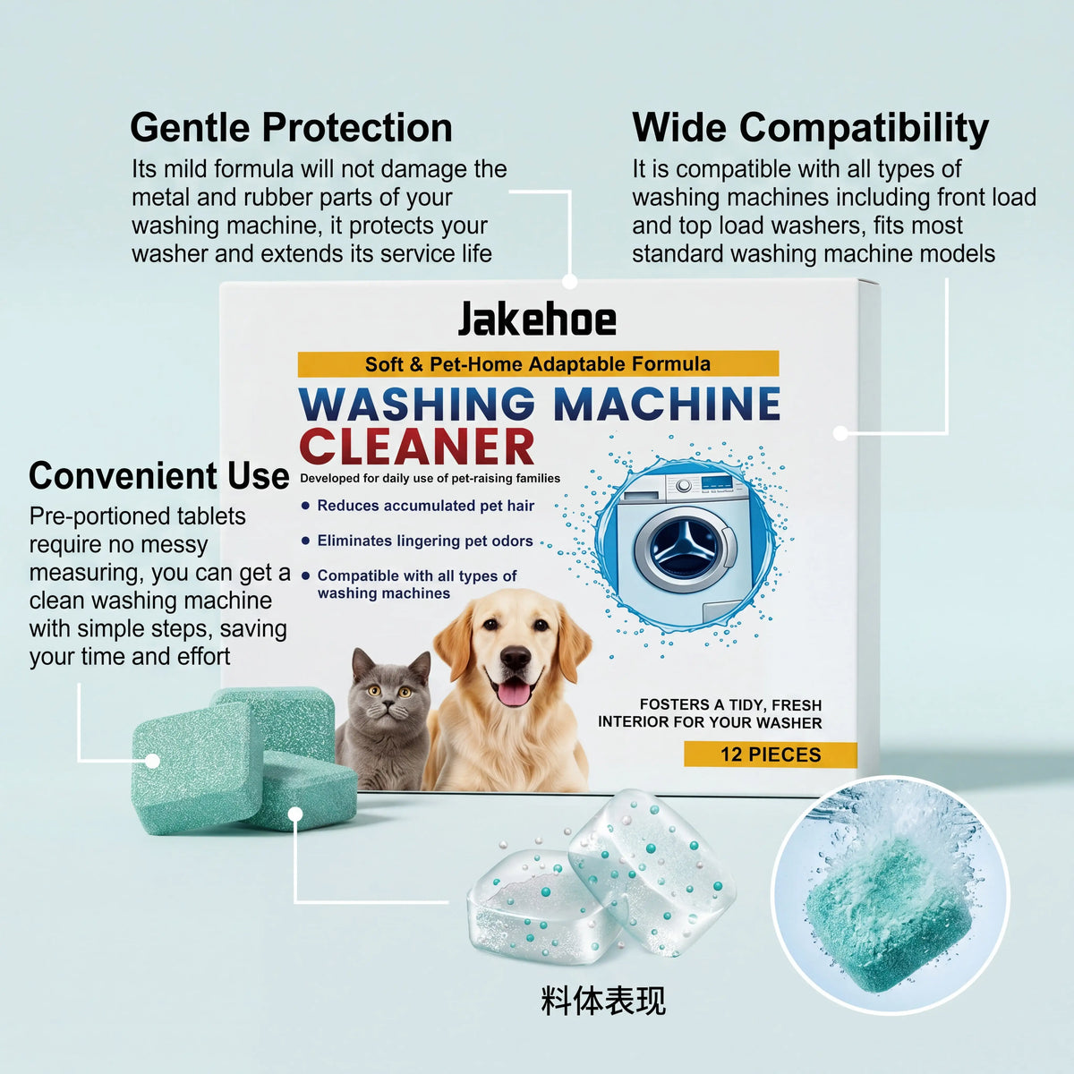 Pet Washing Machine Cleaner Tablets 12 Pack