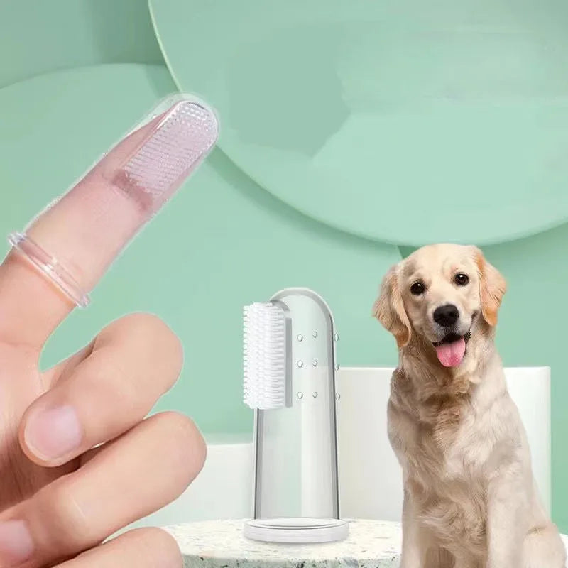 4-Piece Pet Finger Toothbrush Set for Dogs and Cats