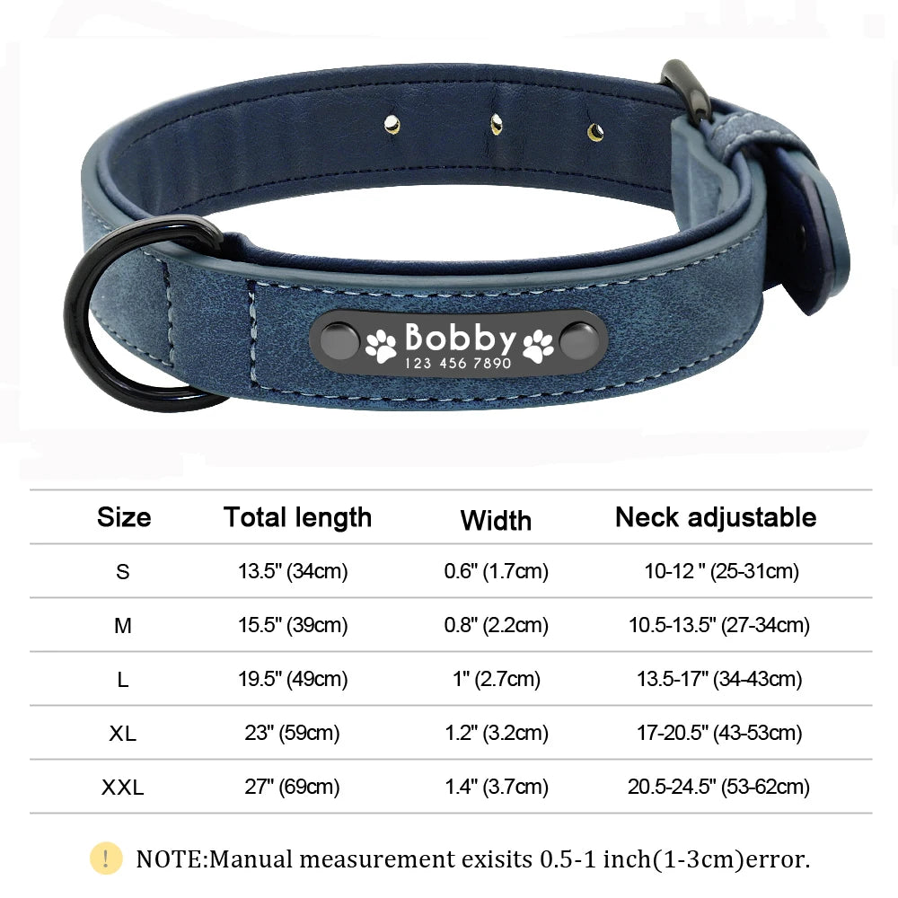 Personalized Leather Dog Collar with Engraved Nameplate