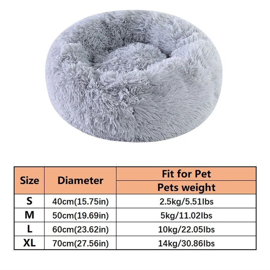 Plush Round Calming Pet Bed for Cats and Small Dogs