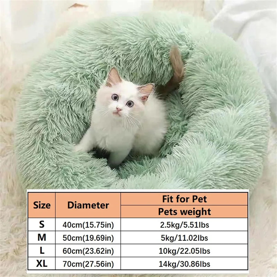 Plush Round Calming Pet Bed for Cats and Small Dogs
