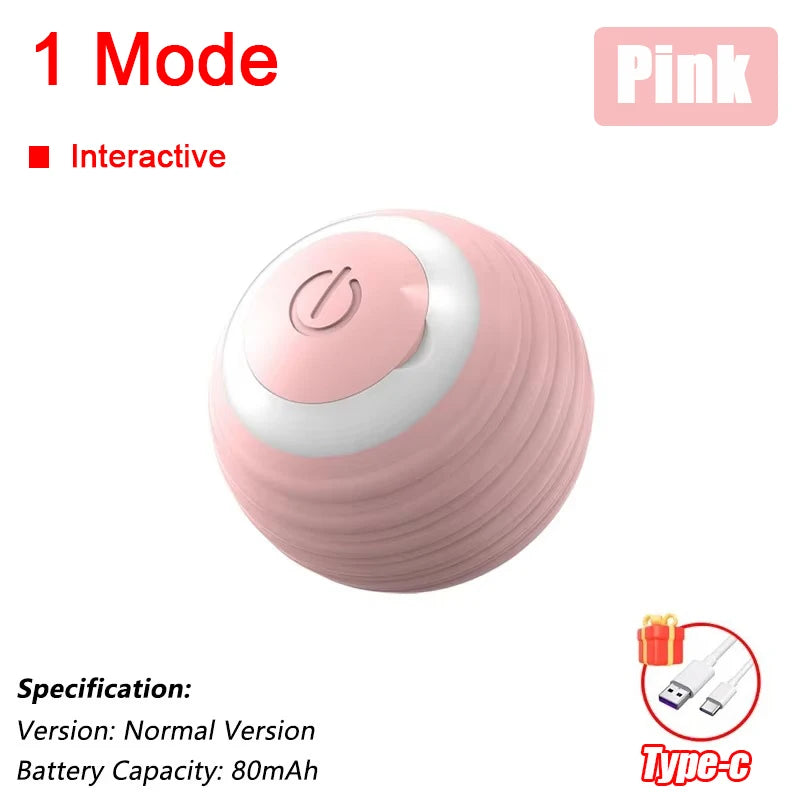 Rechargeable Interactive Rolling Cat Toy with Faux Tail