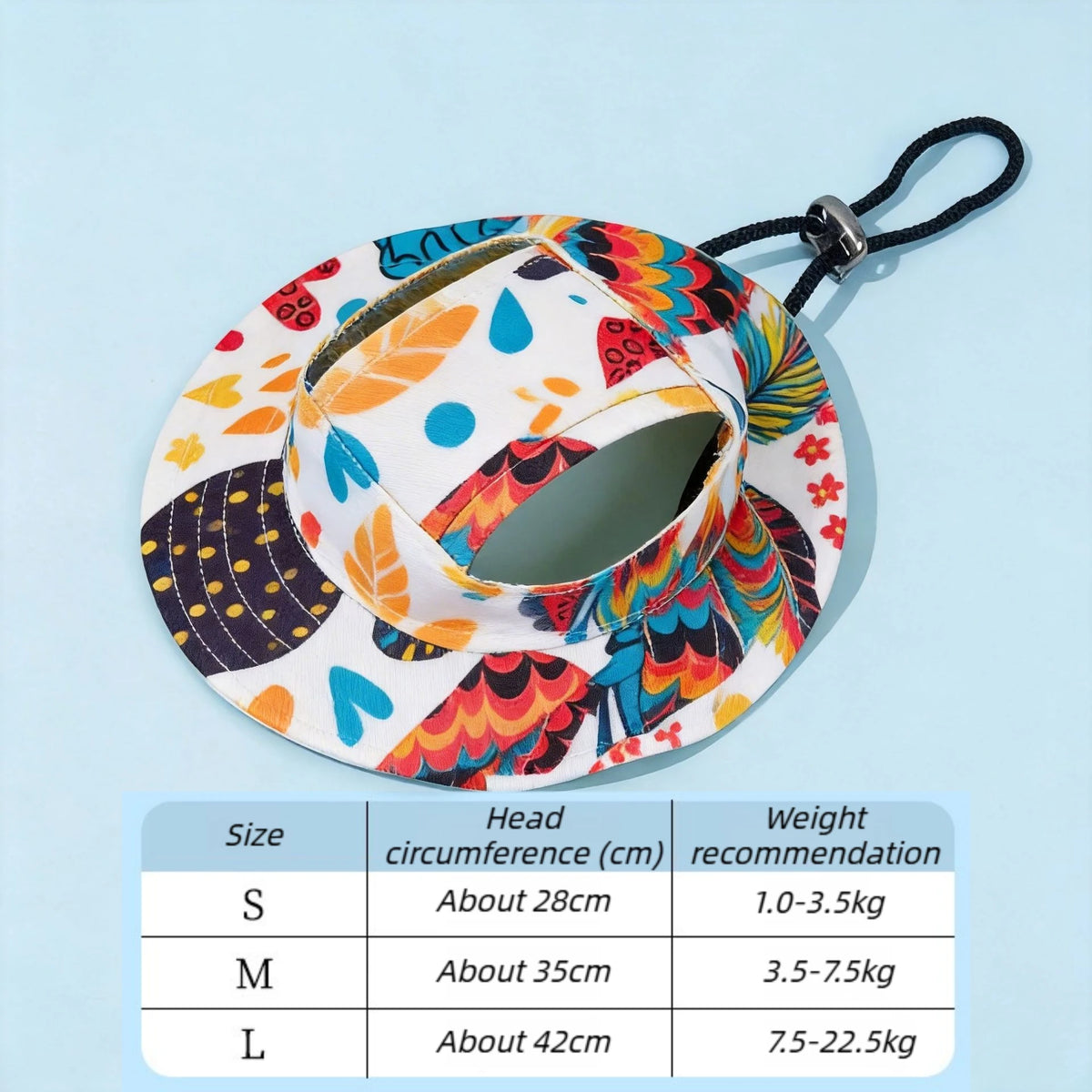 Adjustable Printed Dog Hat for Small and Medium Pets