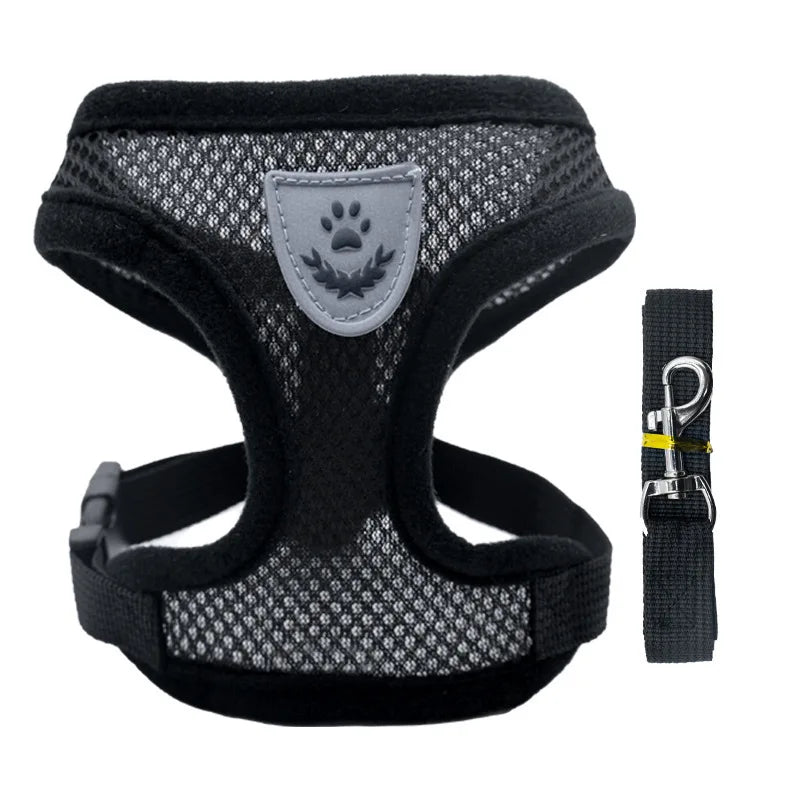 Adjustable Mesh Dog Vest and Leash Set for Small Pets