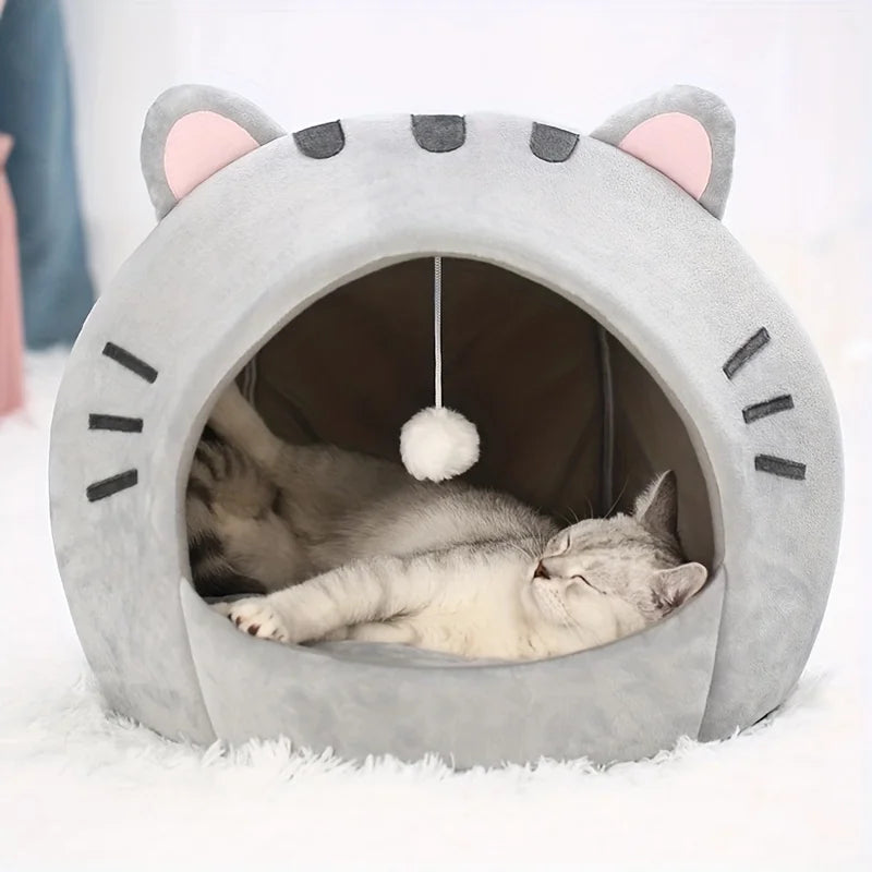 Cozy Cartoon Cat Bed and Puppy Cave Sofa