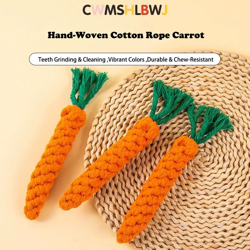 Carrot Cotton Rope Dog Chew Toy for Teeth Cleaning