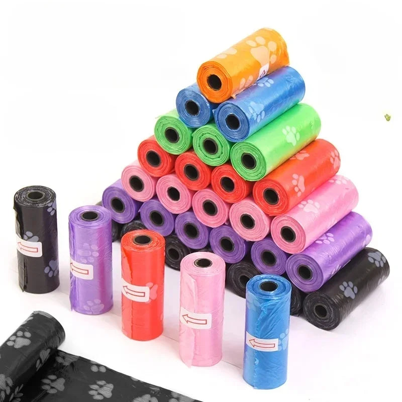 Disposable Dog Poop Bags with Dispenser and Leash Clip