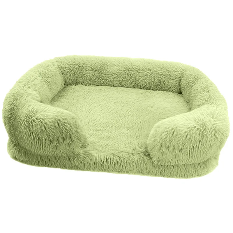 Plush Winter Thickened Square Dog Bed with Removable Pad