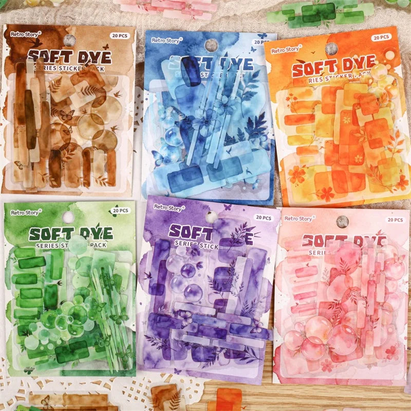 20 Piece Watercolor Theme Decorative Sticker Set