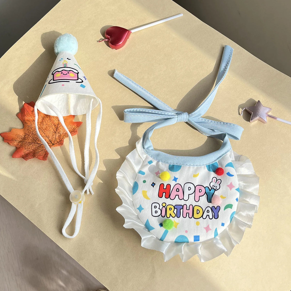 Pet Birthday Hat and Bib Party Costume Set