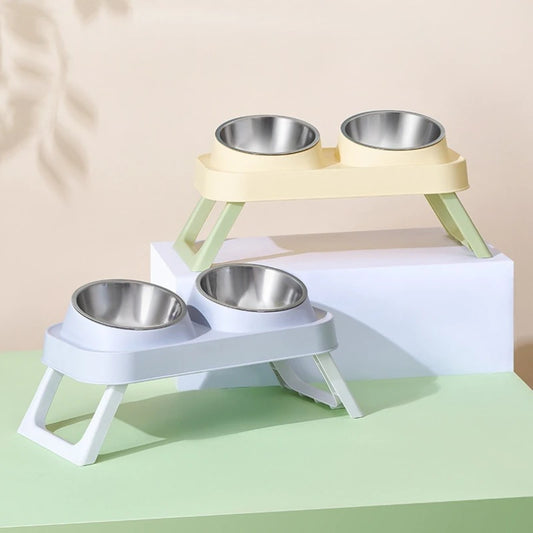 Foldable Elevated Dual Pet Feeder