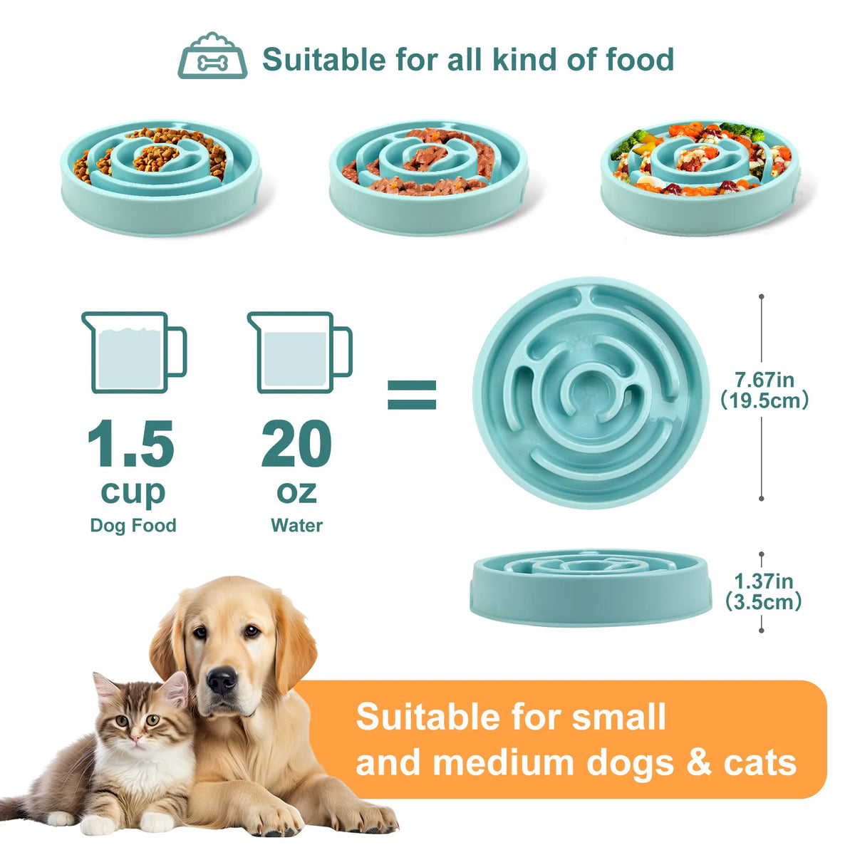Non Slip Durable Slow Feeder Pet Bowl