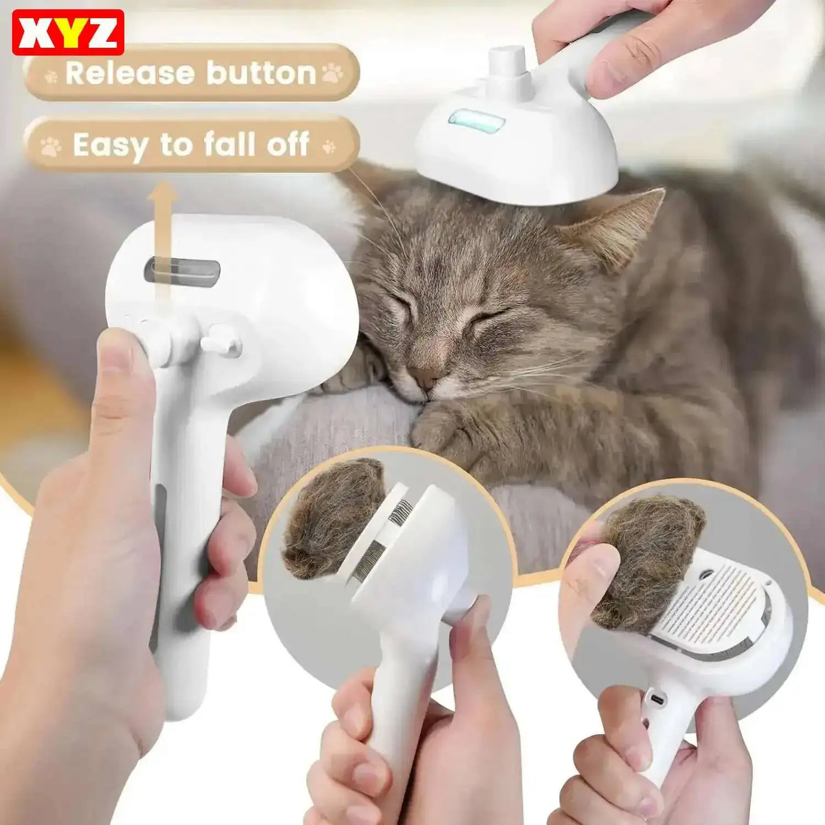 3-in-1 Electric Steamy Pet Grooming Brush