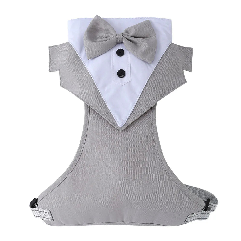 Adjustable Dog Tuxedo Harness with Bow Tie