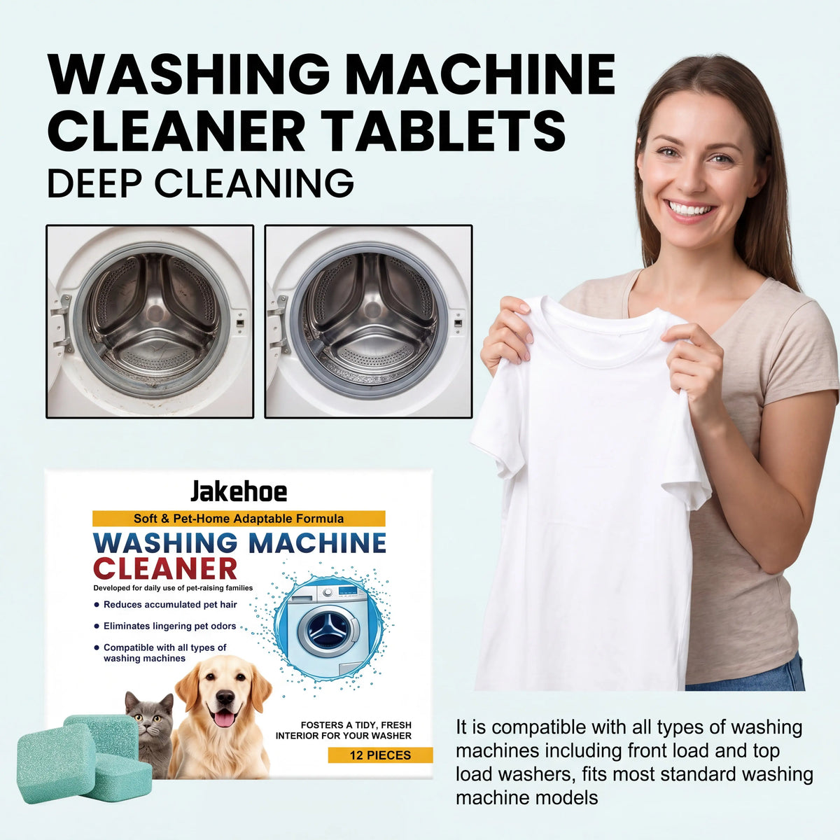 Pet Washing Machine Cleaner Tablets 12 Pack