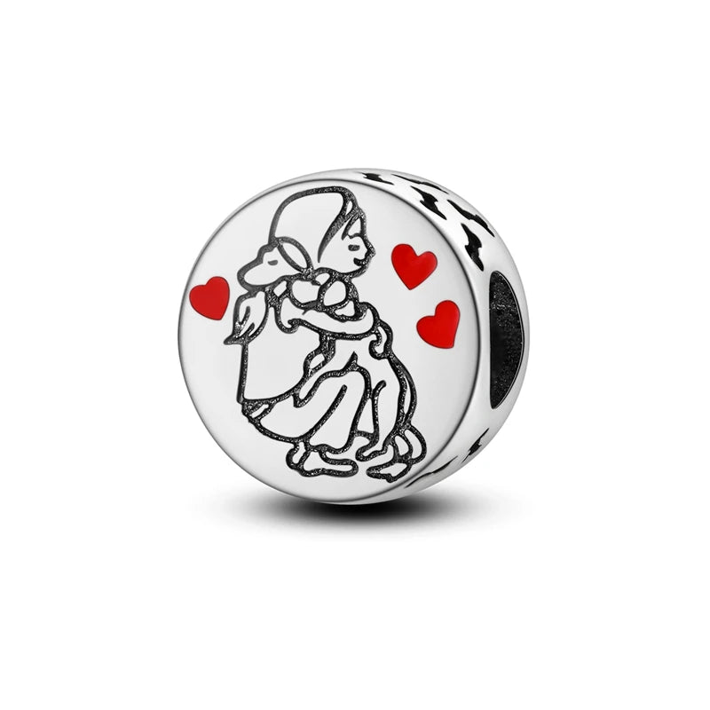 925 Silver Pink Zircon Heart Dog Claw Charm for Bracelets