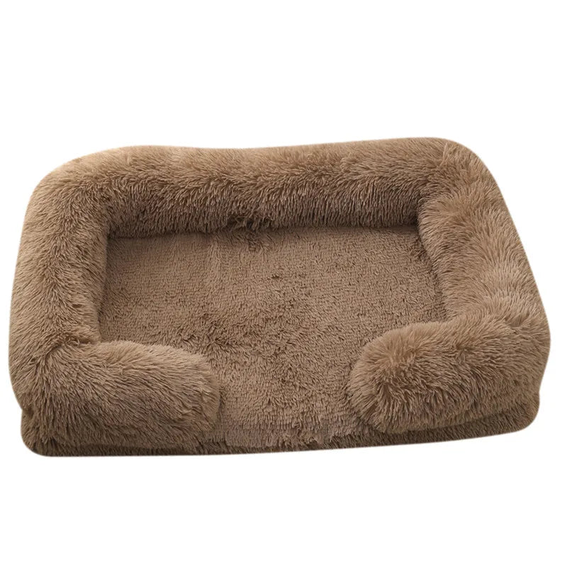 Plush Winter Thickened Square Dog Bed with Removable Pad