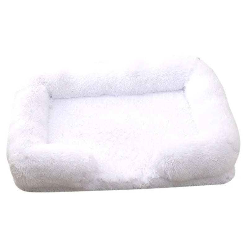 Plush Winter Thickened Square Dog Bed with Removable Pad