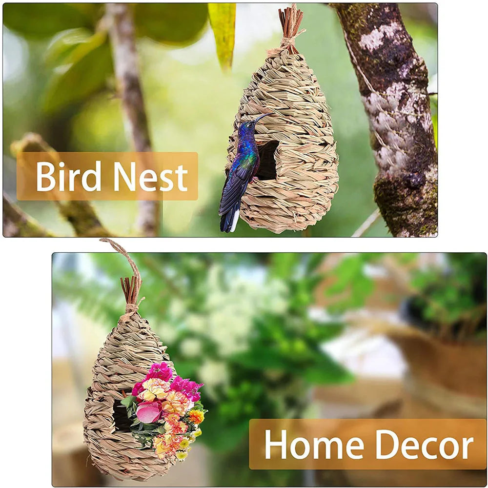 Woven Natural Grass Birdhouse Hideaway Decoration
