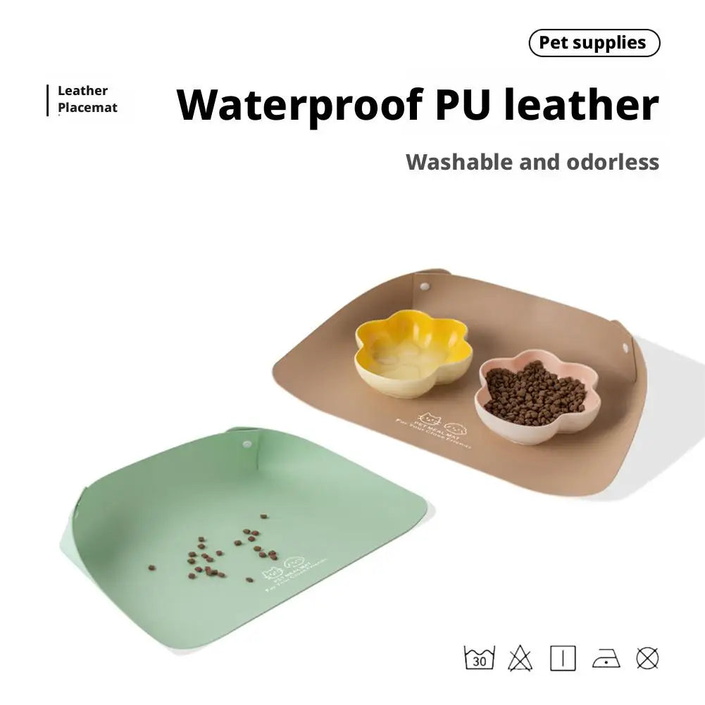 Waterproof PU Leather Anti-Spill Pet Feeding Mat