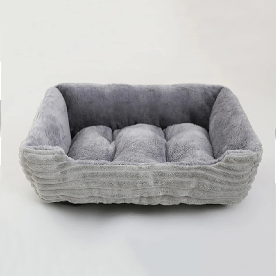 Plush Square Calming Pet Bed for Small and Medium Dogs