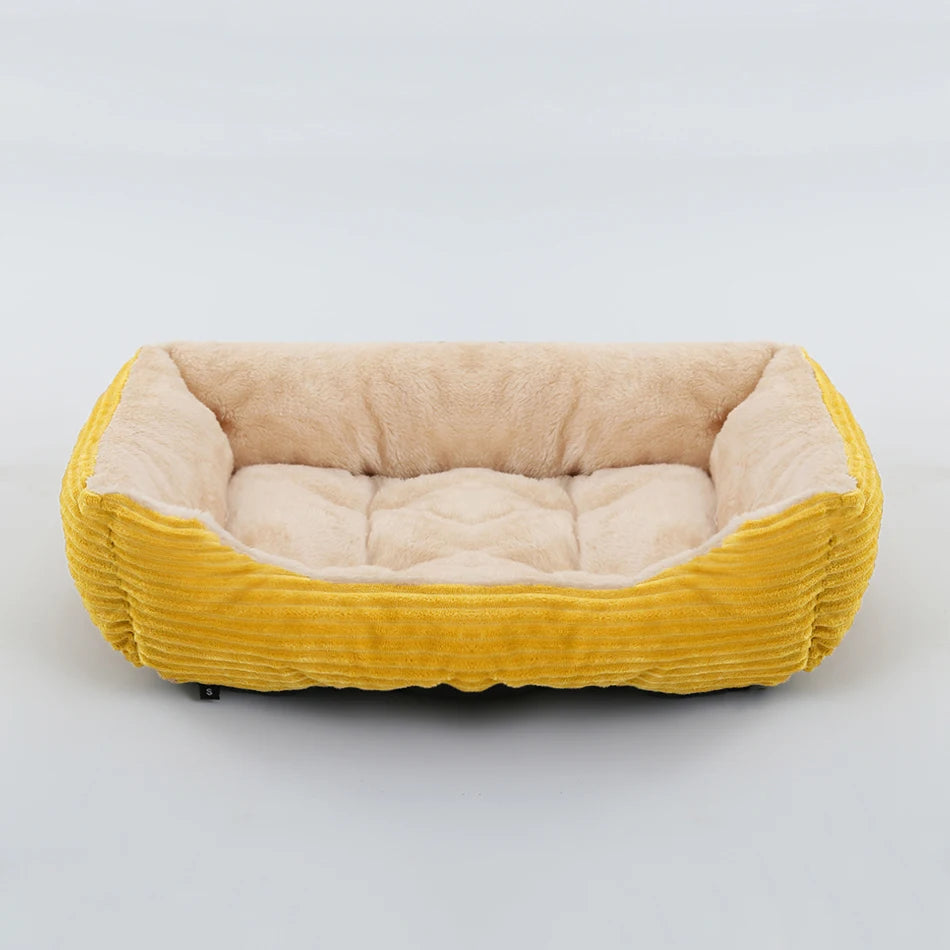 Plush Square Calming Pet Bed for Small and Medium Dogs