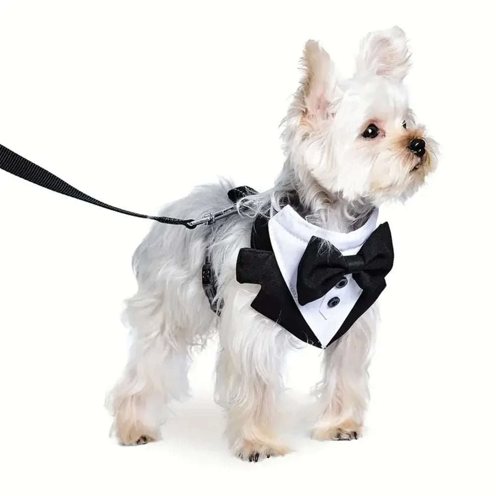 Adjustable Dog Tuxedo Harness with Bow Tie